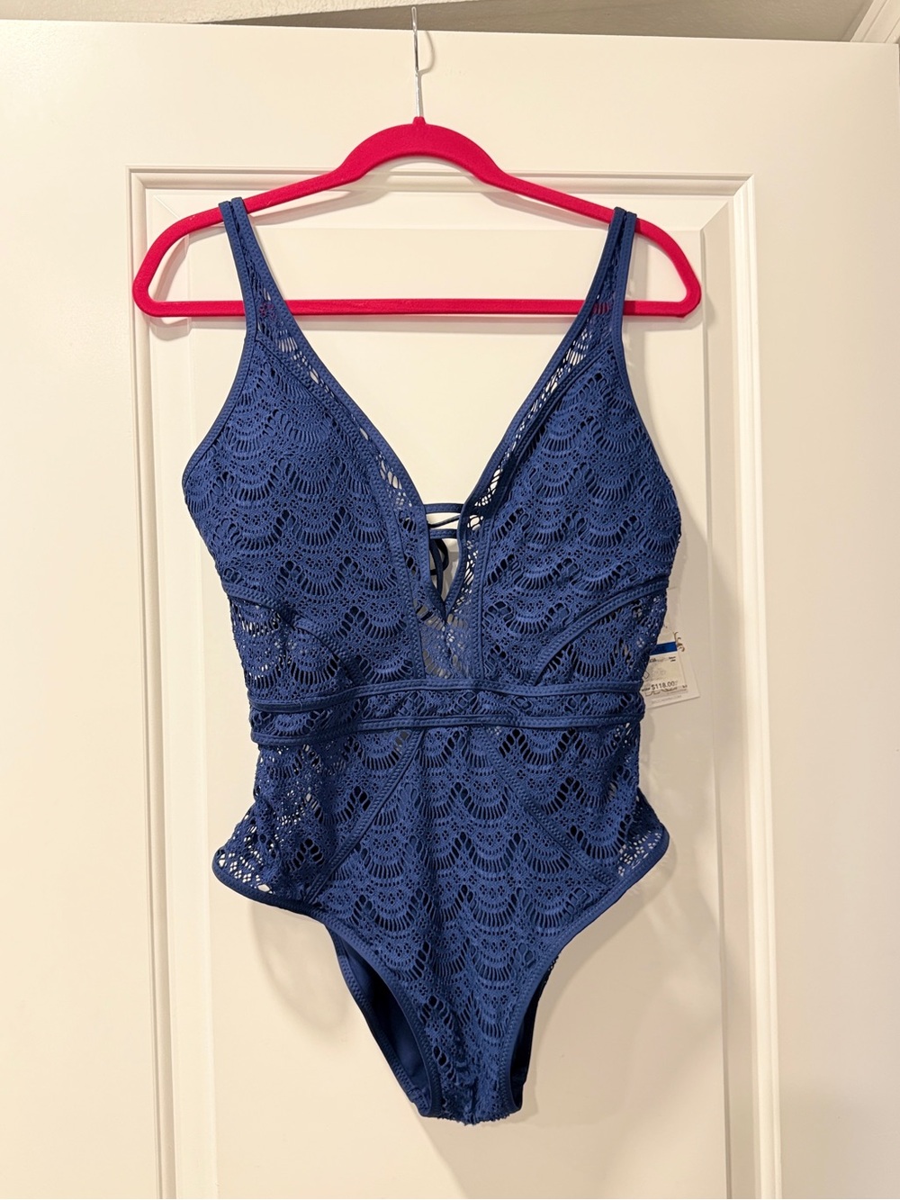 BRAND NEW | BECCA Navy Lace Deep V One-Piece Swimsuit